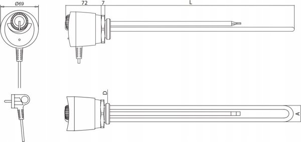 Ηλεκτρική Αντίσταση Onnline Για Δεξαμενές 1.4kW 1 1/4" Ορειχάλκινη Επιχαλκωμένη (DWZ)