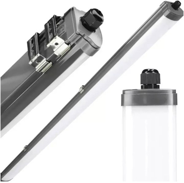 GTV G-TECH Oprawa hermetyczna 1x120 T8 LED-J, G13, AC220-240V, 50/60Hz, IP65 ,IK06, ABS/PS, szary