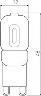 Λάμπα LED GTV LD-G93W25-32 2,5W G9 220-240V SMD 2835 θερμό λευκό AC 360°, με δυνατότητα ρύθμισης φωτεινότητας
