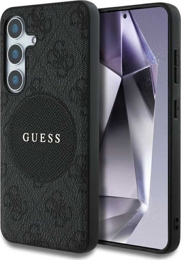 Θήκη Guess 4G Round Patch Classic Logo MagSafe για Samsung Galaxy S25 Plus μαύρο