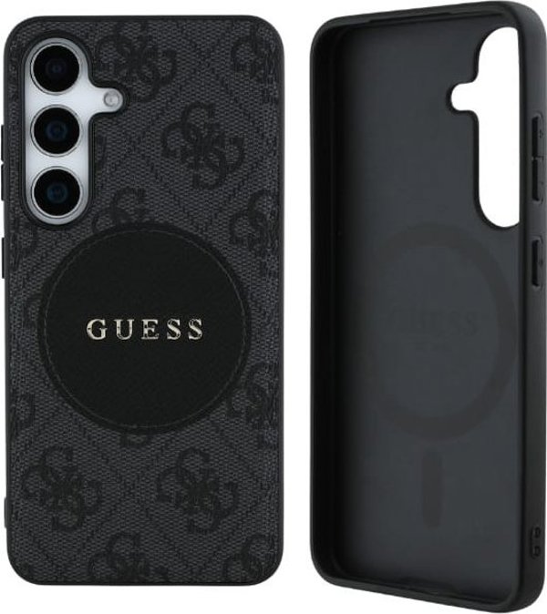 Θήκη Guess 4G Round Patch Classic Logo MagSafe για Samsung Galaxy S25 Plus μαύρο