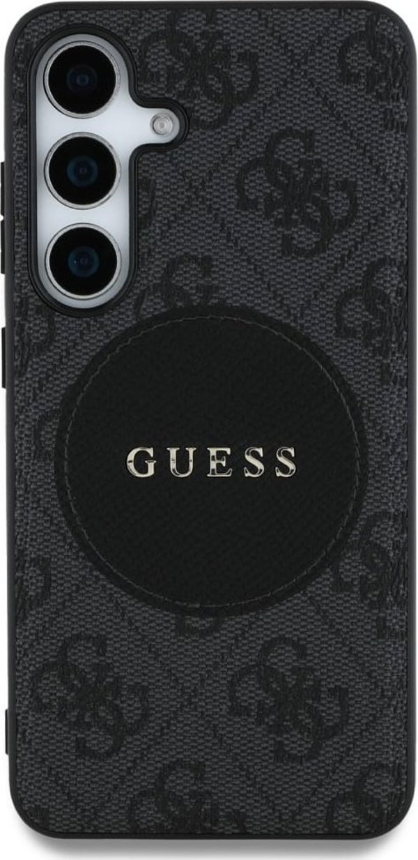 Θήκη Guess 4G Round Patch Classic Logo MagSafe για Samsung Galaxy S25 Plus μαύρο