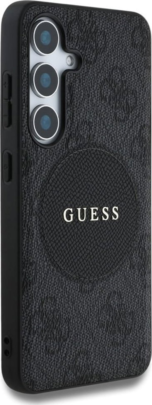 Θήκη Guess 4G Round Patch Classic Logo MagSafe για Samsung Galaxy S25 Plus μαύρο