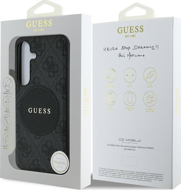 Θήκη Guess 4G Round Patch Classic Logo MagSafe για Samsung Galaxy S25 Plus μαύρο