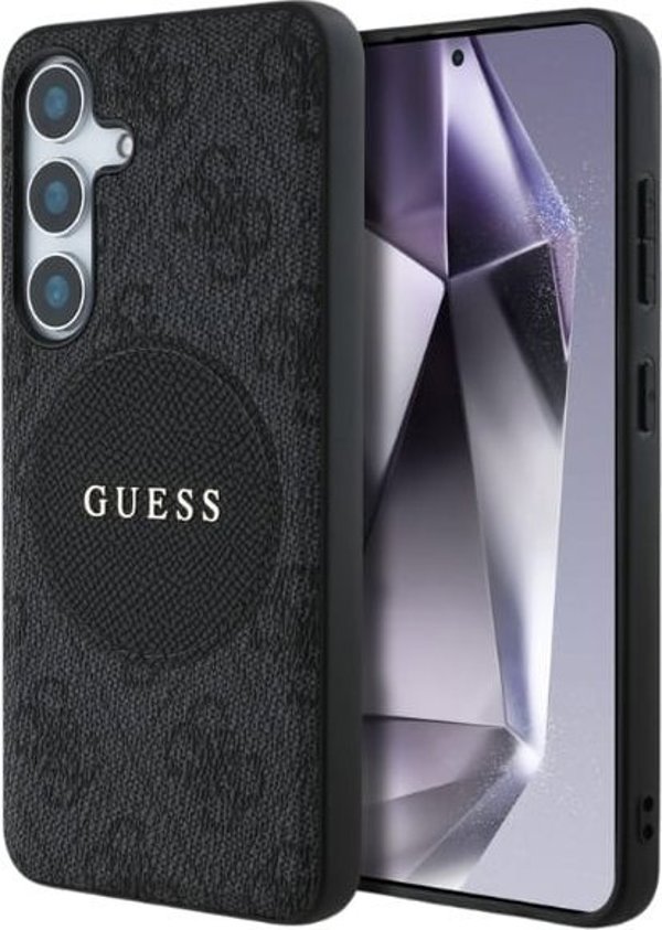 Θήκη Guess 4G Round Patch Classic Logo MagSafe για Samsung Galaxy S25 Plus μαύρο