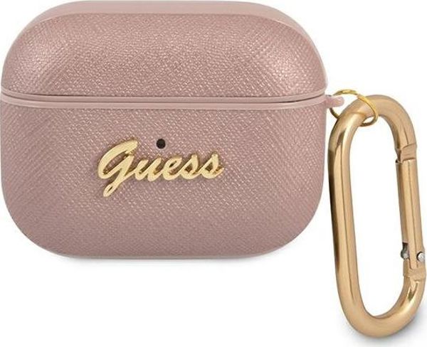 Guess Θήκη AirPods Pro Saffiano Script Metal Collection, Ροζ, Οικολογικό Δέρμα