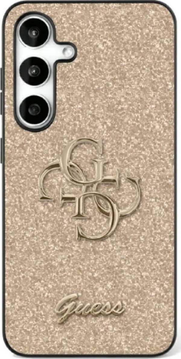 Guess Θήκη Fixed Glitter Big 4G Metal Logo για Samsung Galaxy S25 Plus χρυσό