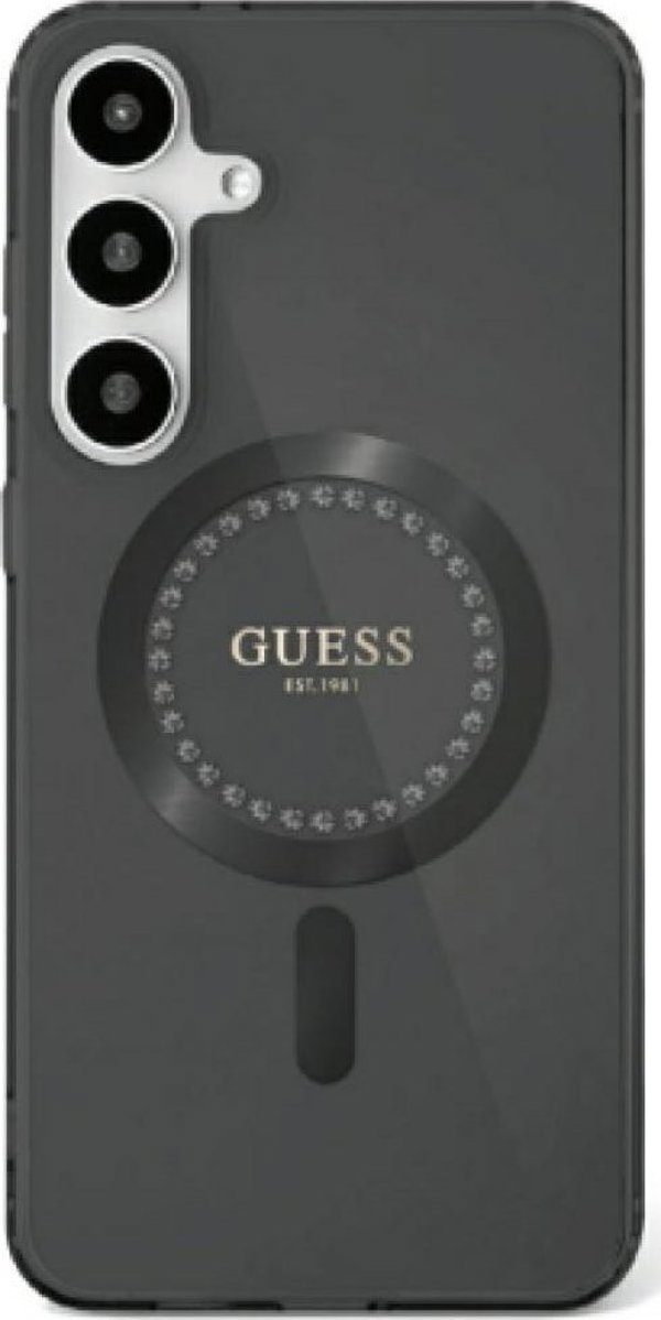 Θήκη Guess Rhinestones Printed Classic Logo MagSafe Samsung Galaxy S25 Ultra μαύρη