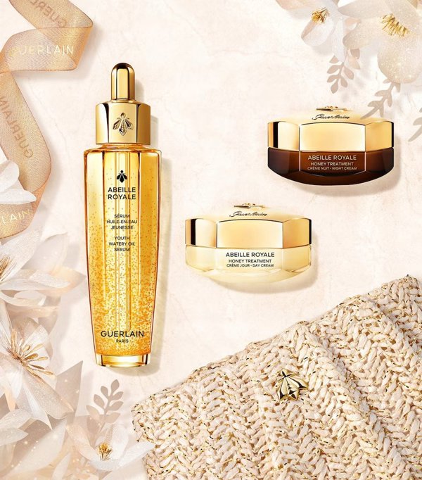GUERLAIN_SET Abeille Royale Advanced Youth Watery Oil olejek do twarzy 50ml + Honey Treatment Day Cream krem do twarzy 15ml + Honey Treatment Night Cream krem do twarzy na noc 15ml + Cosmetic Pouch