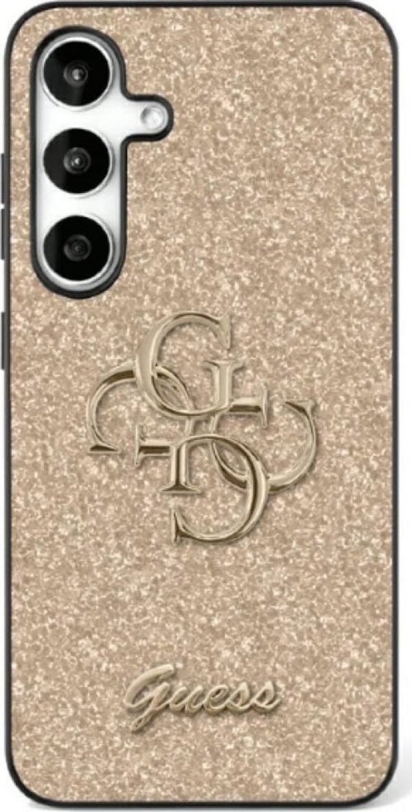Guess Θήκη με Σταθερό Glitter και Μεγάλο Μεταλλικό Λογότυπο 4G για Samsung Galaxy S25 Ultra χρυσό