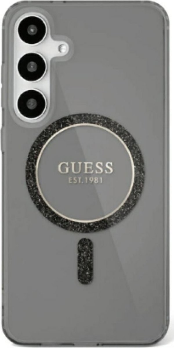 GUESS θήκη για SAMSUNG S25 Ultra GUHMS25LHFGEREK (Μαγνητικός IML Glitter Circle) μαύρο