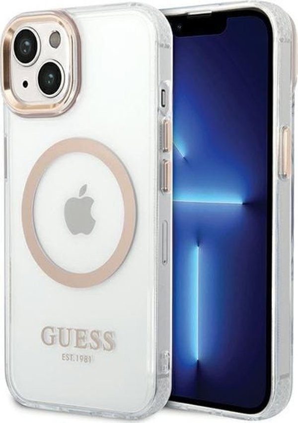 Guess GUHMP15MHTRMD iPhone 15 Plus / 14 Plus 6.7" χρυσή σκληρή θήκη Metal Outline Magsafe