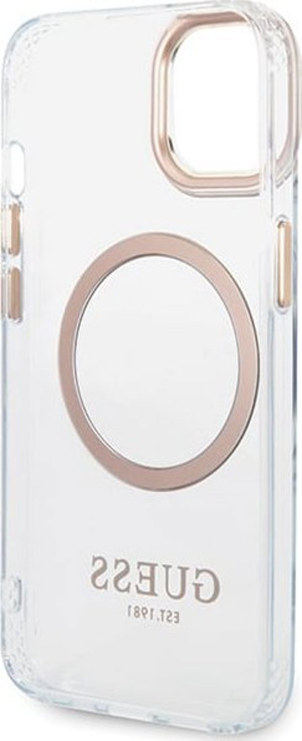 Guess GUHMP15MHTRMD iPhone 15 Plus / 14 Plus 6.7" χρυσή σκληρή θήκη Metal Outline Magsafe