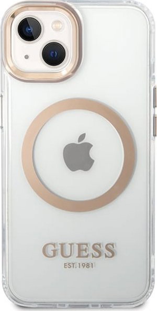Guess GUHMP15MHTRMD iPhone 15 Plus / 14 Plus 6.7" χρυσή σκληρή θήκη Metal Outline Magsafe