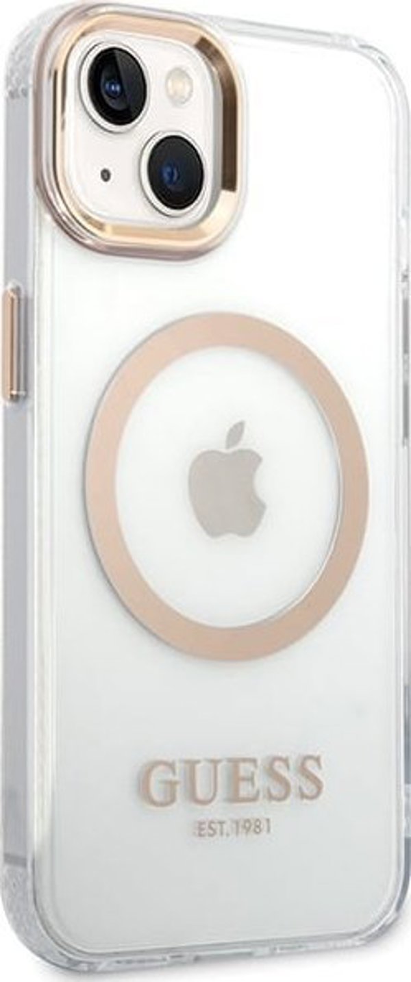 Guess GUHMP15MHTRMD iPhone 15 Plus / 14 Plus 6.7" χρυσή σκληρή θήκη Metal Outline Magsafe