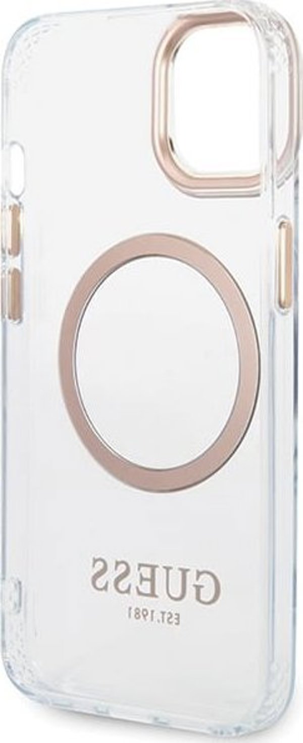 Guess GUHMP15MHTRMD iPhone 15 Plus / 14 Plus 6.7" χρυσή σκληρή θήκη Metal Outline Magsafe