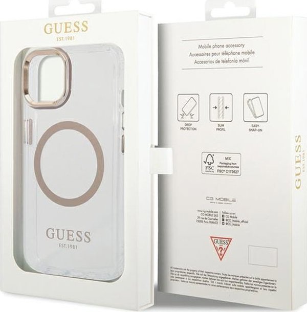 Guess GUHMP15MHTRMD iPhone 15 Plus / 14 Plus 6.7" χρυσή σκληρή θήκη Metal Outline Magsafe