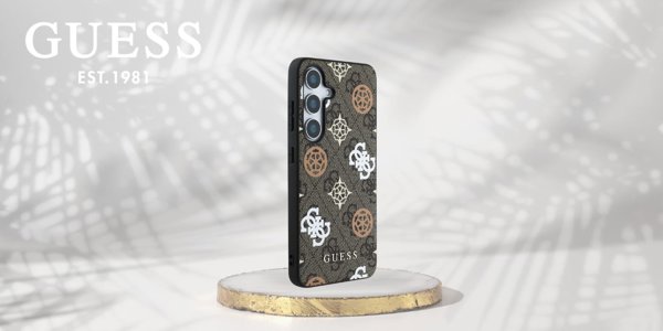Θήκη MagSafe με σχέδιο Guess 4G και μοτίβο Peony για Samsung Galaxy S25 καφέ