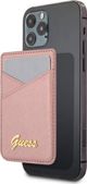 Guess Wallet Card Slot MagSafe για iPhone, Θήκη Καρτών Saffiano με Χρυσό Λογότυπο, Ροζ