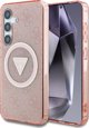 Θήκη Guess 4G Glitter Triangle Buttons MagSafe για Samsung Galaxy S25 Ροζ