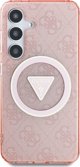 Θήκη Guess 4G Glitter Triangle Buttons MagSafe για Samsung Galaxy S25 Ροζ