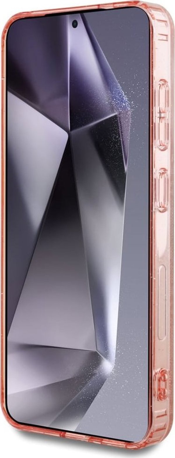 Θήκη Guess 4G Glitter Triangle Buttons MagSafe για Samsung Galaxy S25 Ροζ