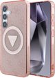 Θήκη Guess 4G Glitter Triangle Buttons MagSafe για Samsung Galaxy S25 Ροζ