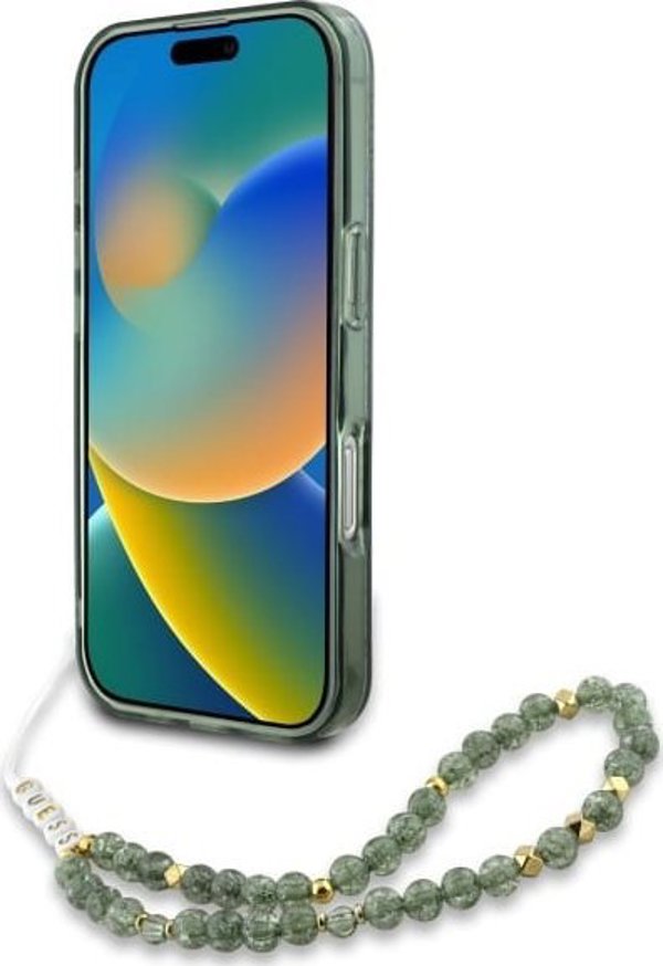 Guess GUHMP16XHCPOFPA iPhone 16 Pro Max 6.9" πράσινο/green σκληρή θήκη IML Flowers Allover Electro With Pearl Strap MagSafe