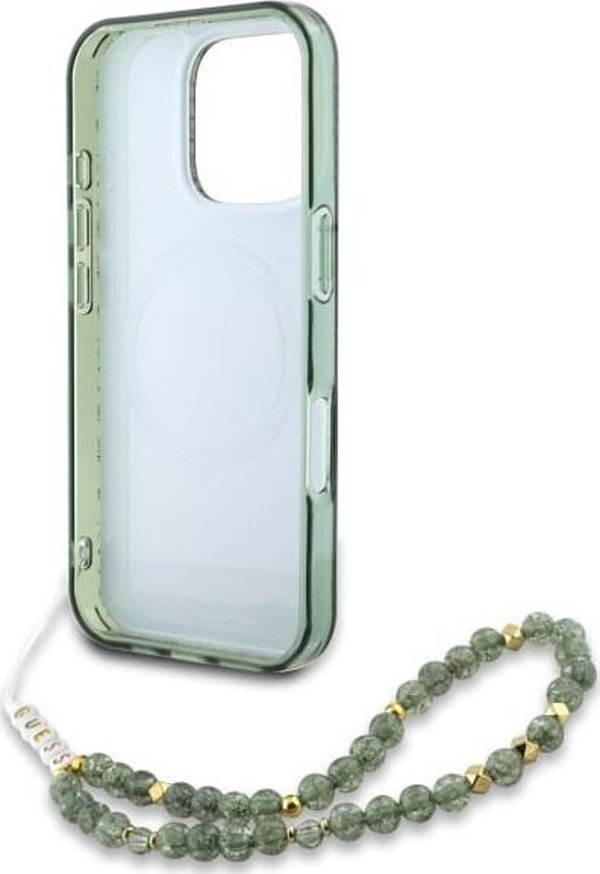 Guess GUHMP16XHCPOFPA iPhone 16 Pro Max 6.9" πράσινο/green σκληρή θήκη IML Flowers Allover Electro With Pearl Strap MagSafe