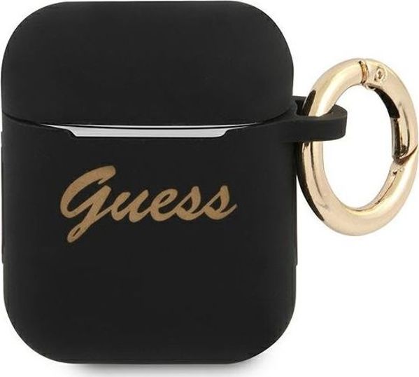 Guess Silicone Vintage Script Θήκη για AirPods 1/2 - Μαύρη
