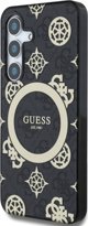 Θήκη Guess 4G Background Gold Electroplated Peony Pattern MagSafe για Samsung Galaxy S25 μαύρο