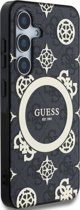 Θήκη Guess 4G Background Gold Electroplated Peony Pattern MagSafe για Samsung Galaxy S25 μαύρο