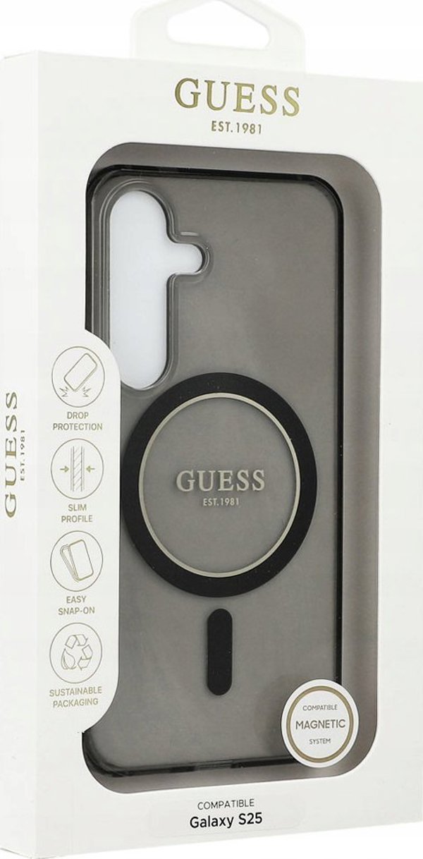 GUESS θήκη για SAMSUNG S25 GUHMS25SHFGEREK (Μαγνητικός IML Glitter Circle) μαύρο