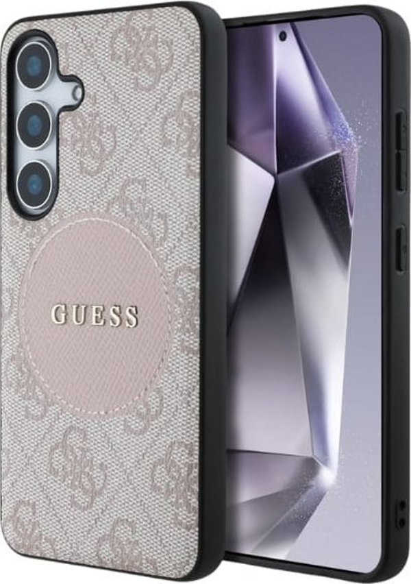 Θήκη MagSafe Guess 4G Round Patch Classic Logo για Samsung Galaxy S25 Plus Ροζ