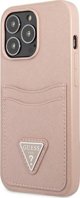 Guess Guess GUHCP13LPSATPP iPhone 13 Pro / 13 6,1" ροζ/ροζ σκληρή θήκη SaffianoTriangle Logo Cardslot