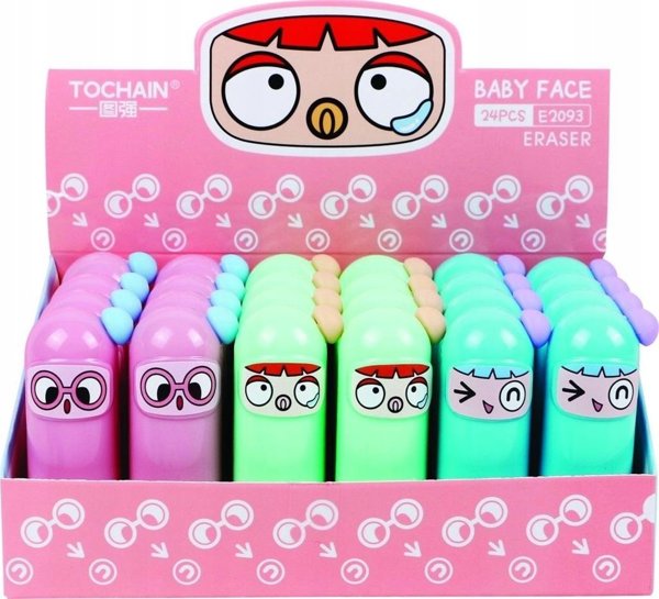 Gumka do olowka w obudowie Baby Face (24szt)