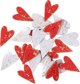 Guziki drewniane serca 2x3,2cm 24szt MIX