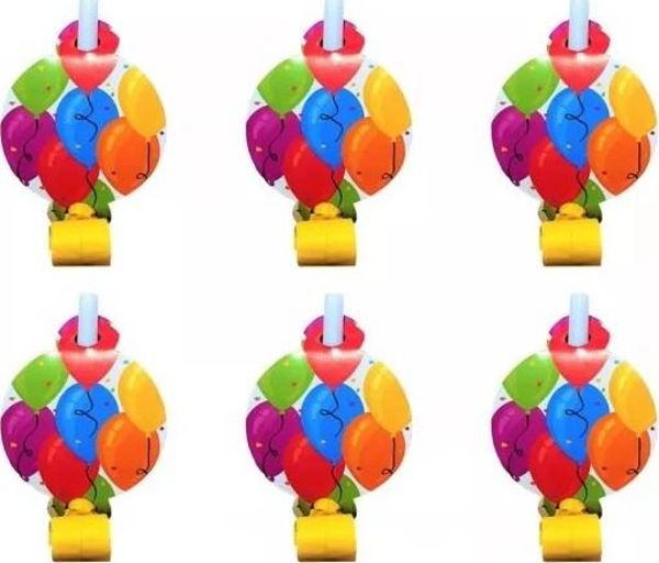 Gwizdki rozwijane z medalionem - balony 6szt.