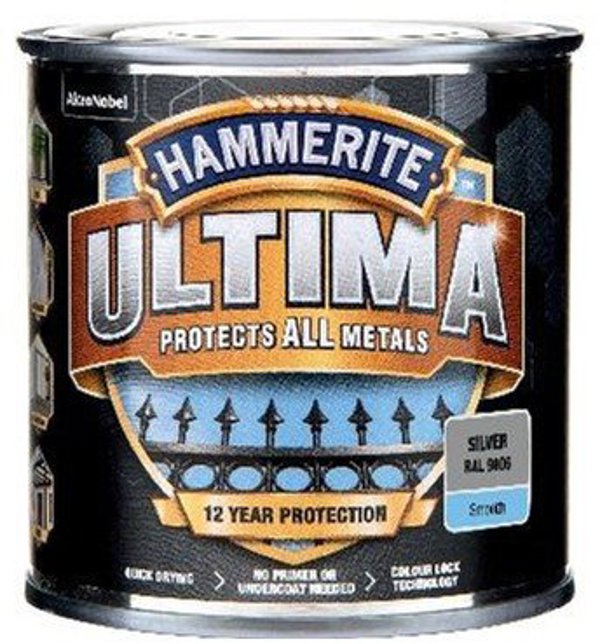 Hammerite Ultima Μεταλλικό Χρώμα, Ασημί RAL 9006, 250ml
