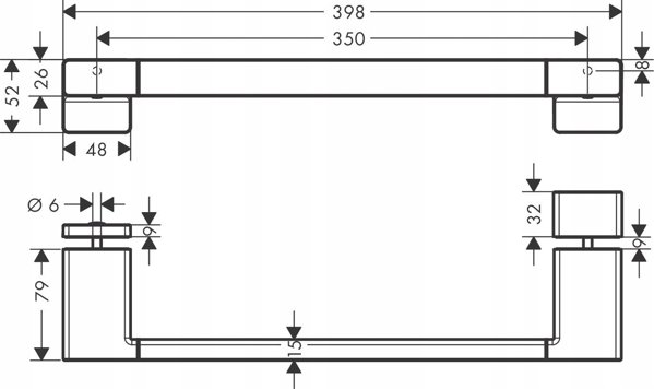 Hansgrohe AddStoris Λαβή για Πόρτες Ντους, Μαύρο Ματ, 350mm, 41759670