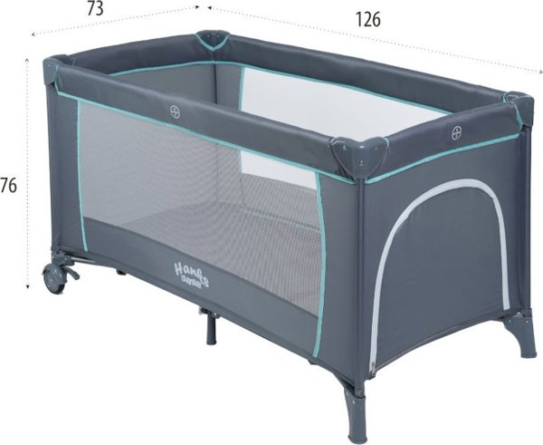 Hanks Kids Παιδικό Κρεβάτι Ταξιδιού Simple Grey - Πτυσσόμενο Κρεβατάκι
