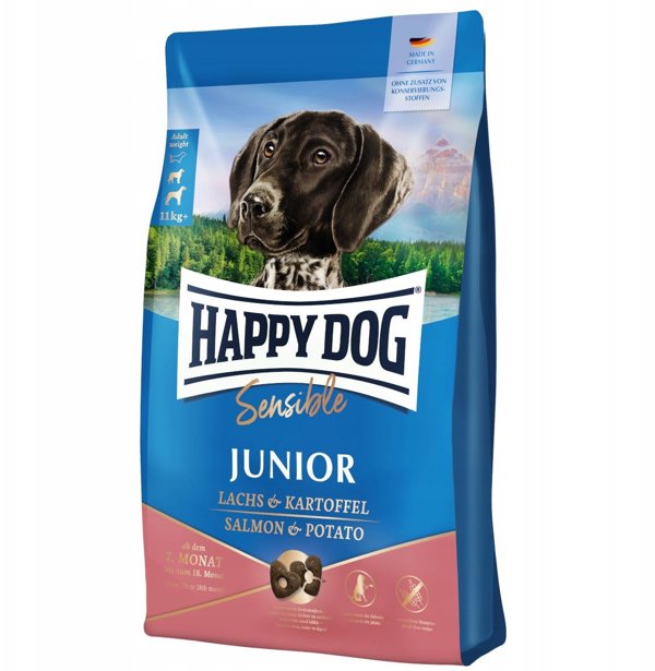 Happy Dog Sensible Junior ξηρή τροφή για σκύλους 7-18 μηνών, σολομός και πατάτα, 1 kg
