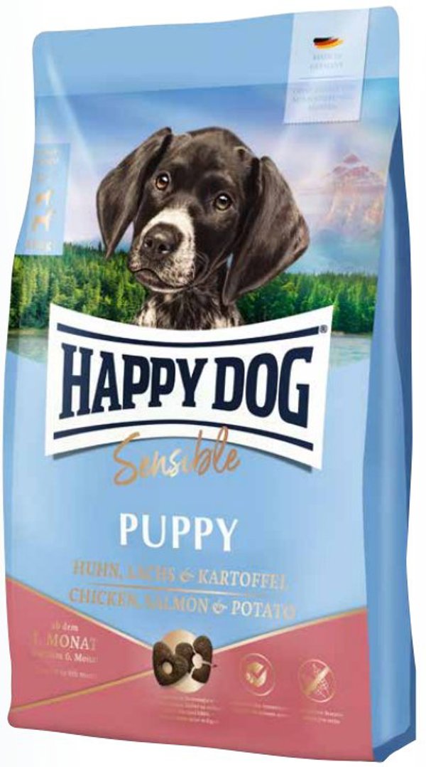 Happy Dog Sensible Puppy, ξηρή τροφή για κουτάβια 1-6 μηνών, σολομός και πατάτα, 4 kg