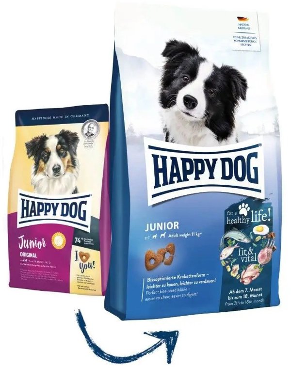Happy Dog Fit&Vital Junior, suha karma, dla szczeniat, 7-18 miesiecy, 1 kg