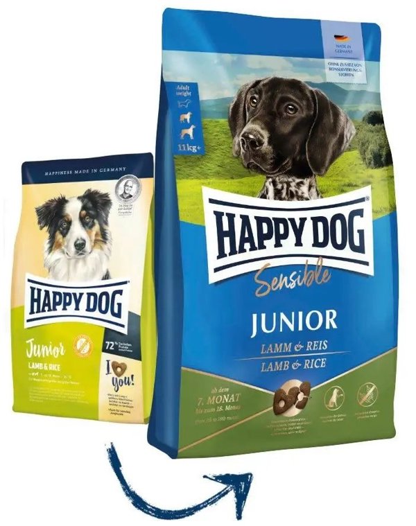 Happy Dog Sensible Junior, ξηρή τροφή για κουτάβια 7-18 μηνών, αρνί/ρύζι, 1 κιλό