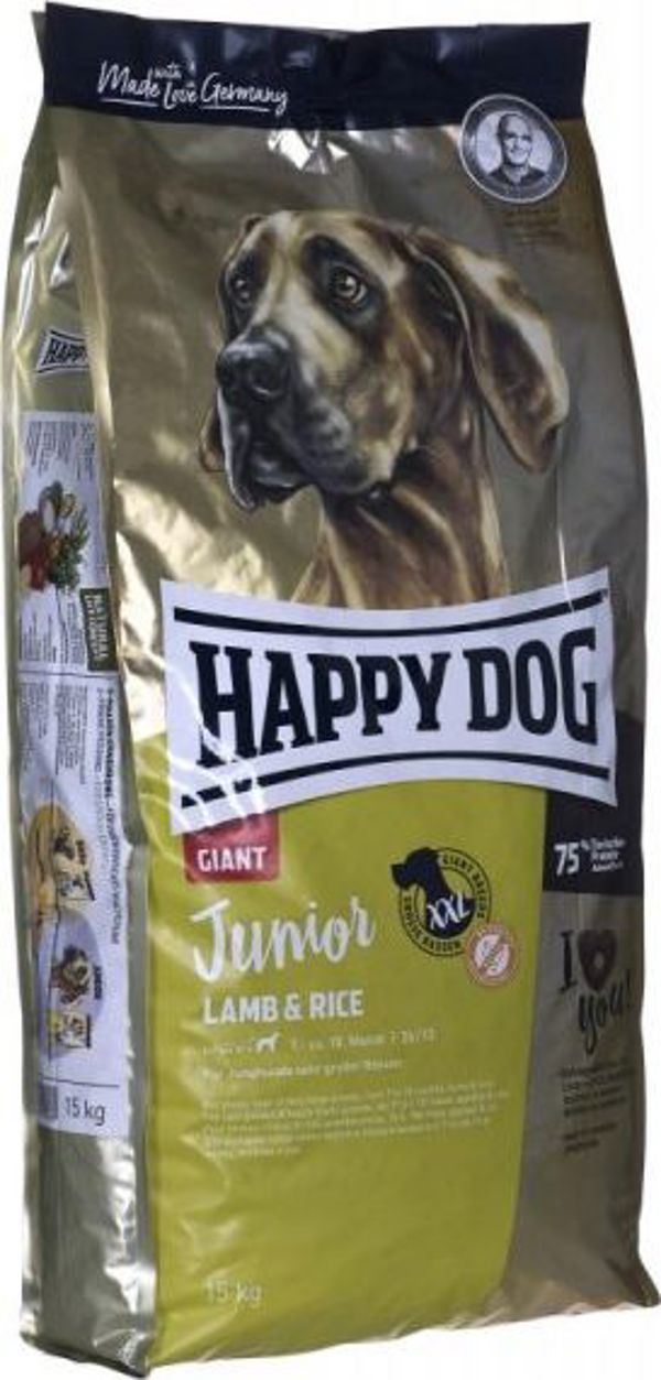 Happy Dog Junior Giant με αρνί και ρύζι, 15 κιλά