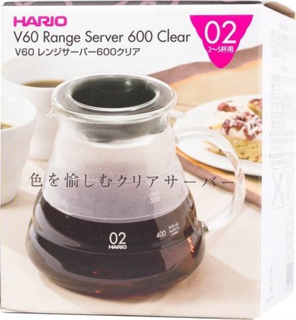 Hario Range Server V60-02, Γυάλινη Κανάτα Καφέ, 600ml