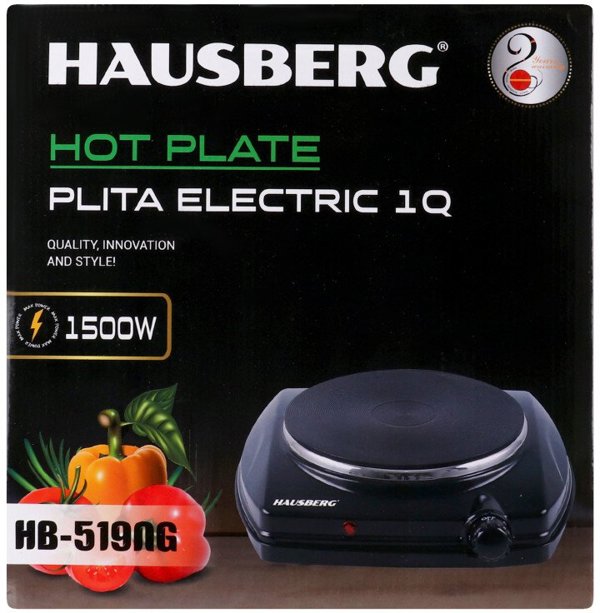 Hausberg HB-519NG Ηλεκτρική Εστία 1000W, Φορητή Αντισταλινική Εστία Μαγειρέματος