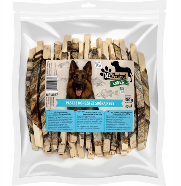 Hau&Miau Mr. Pretzel Λωρίδες Τόνο με Δέρμα Ψαριού 500g