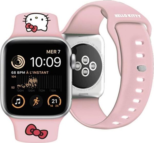 HelloKitty Hello Kitty Λουράκι HKAWLSCHBLP Apple Watch 42/44/45/49mm ροζ λουράκι Σιλικόνη Κεφάλι Kitty